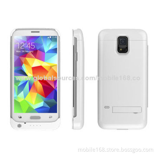 External Backup Battery Power Charger + Re-charge-able Flip Stand Cover Case for Galaxy S5 I9600